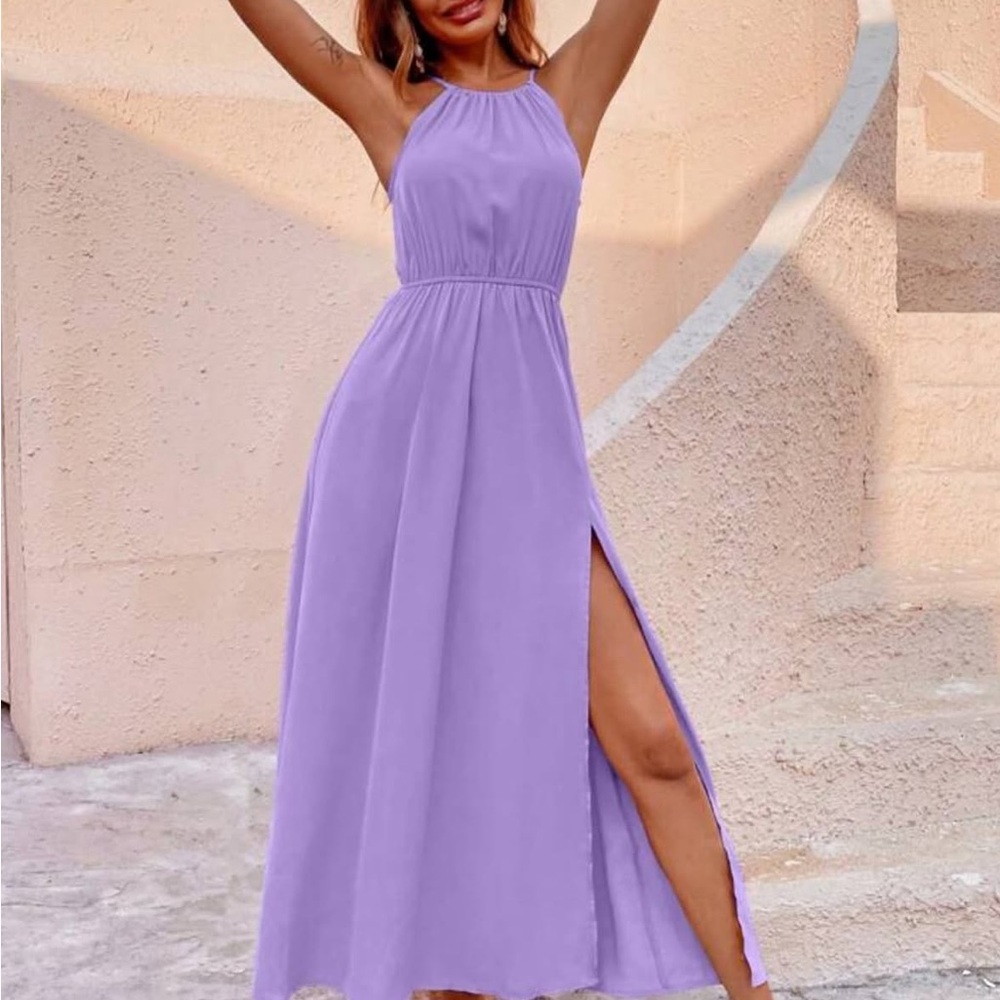 Luxe Lavender Maxi Dress with Side Slit